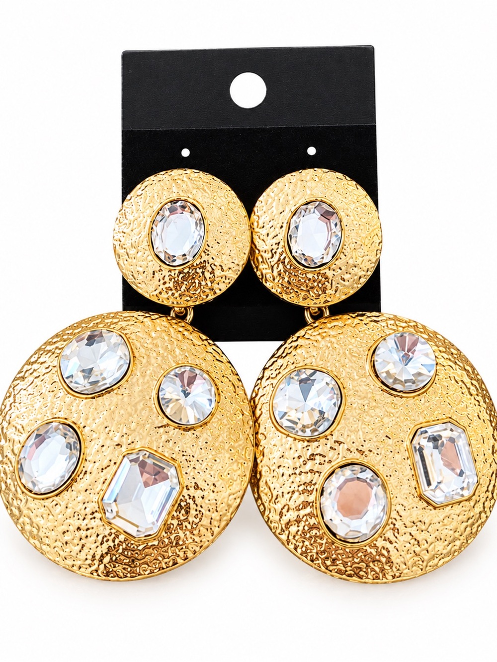 Gold Crystal Drop Statement Earrings